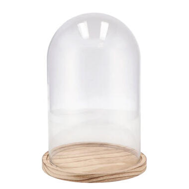 DK Design Decoratie stolp groot - glas - houten plateau - D22 x H30 cm product
