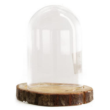 Dijk Natural Collections stolp - glas - houten plateau - D13 x H17,5 cm product
