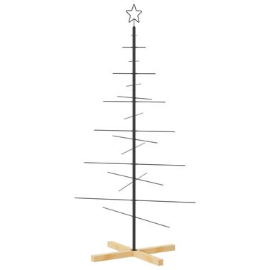 vidaXL Kerstdecoratie kerstboom met houten basis 150 cm metaal zwart product