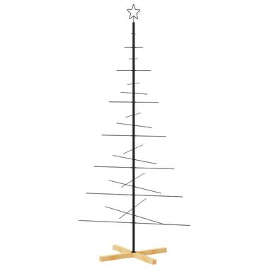 vidaXL Kerstdecoratie kerstboom met houten basis 180 cm metaal zwart product