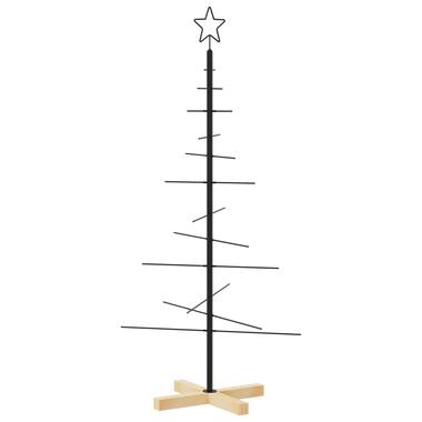 vidaXL Kerstdecoratie kerstboom met houten basis 120 cm metaal zwart product