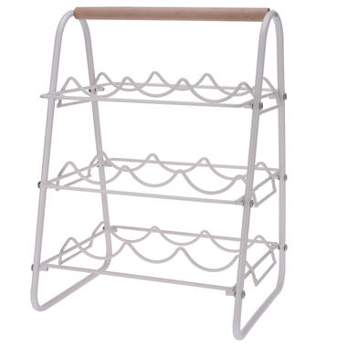 Excellent Houseware metalen wijnrek - wit - 9 flessen - 33x29x46 cm product