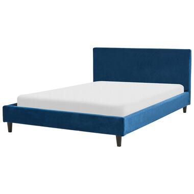 FITOU - Tweepersoonsbed - Blauw - 140 x 200 cm - Fluweel product