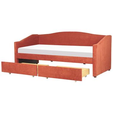 VITTEL - Bed met opberger - Rood - Polyester product