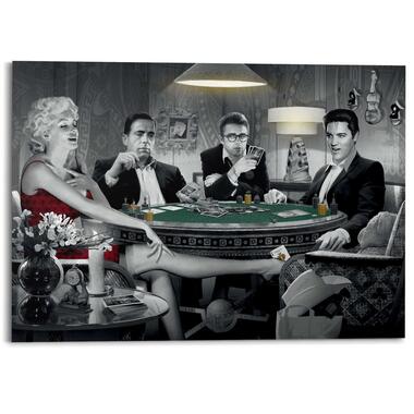 Schilderij - Monroe, Bogart, Dean, Elvis - 100x140 cm Hout product