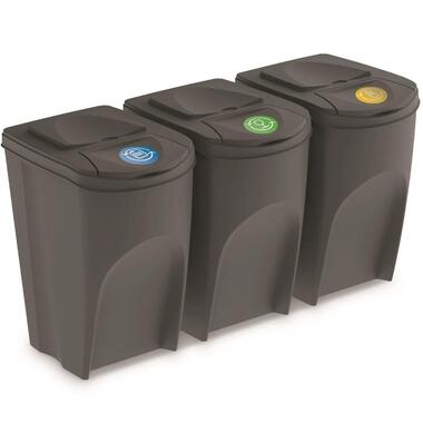 Keden Afvalscheidingsbakken - 3x35L - grijs product