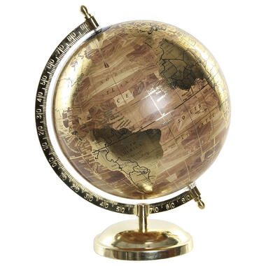 Items Deco Wereldbol/globe op voet - kunststof - goud - 20 x 28 cm product