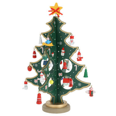 Christmas Decoration houten kerstboom met hangers 26 cm -kinderen product