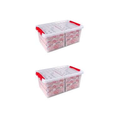 Set van 2- Q-line kerst opbergbox 45L met trays voor 98 kerstballen trans./rood product