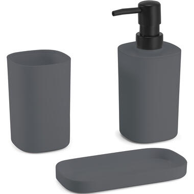 MSV Badkamer accessoires set 3-delig Lona - Kunststof - Donkergrijs product