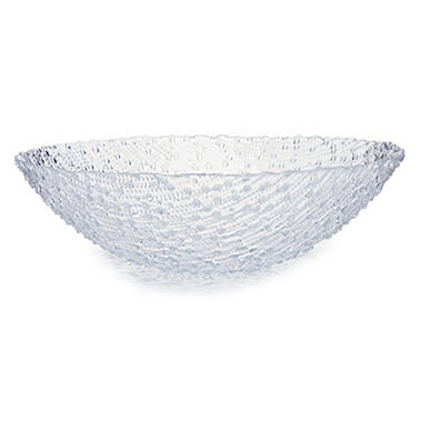 Grote fruitschaal van bewerkt glas rond 31 cm product