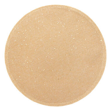 Feeric placemat - goud - rond - 38 cm - glitters - jute product