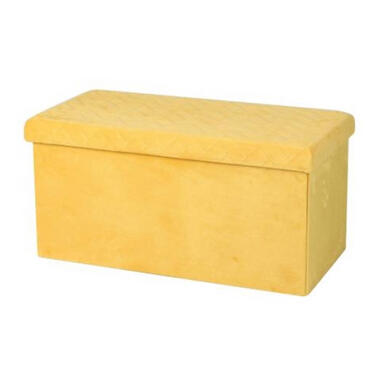 Urban Living poef/hocker/opbergbox - geel - mdf - 76 x 38 x 38 cm product