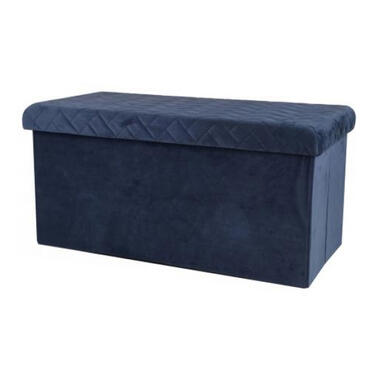 Urban Living poef/hocker/opbergbox - blauw - mdf - 76 x 38 x 38 cm product