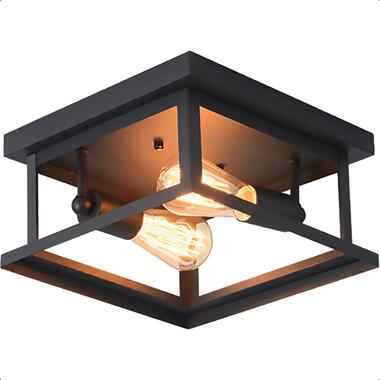 Goliving Plafondlamp Industrieel - Plafonnière - E27 - Metaal - Zwart product