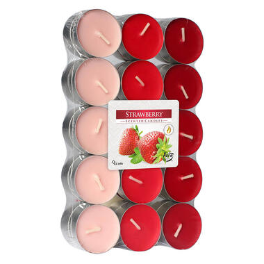 Geurkaarsen - 30ST - waxinelichtjes - aardbeien - 4 branduren product