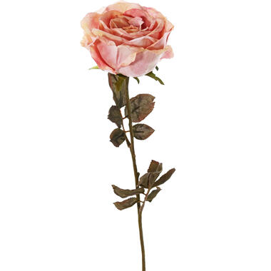 Top Art Kunstbloem roos Calista - oud roze - 66 cm - kunststof steel product