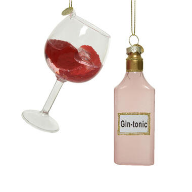 Decoris Kersthangers - Gin Tonic en glas - glas - 12 cm product