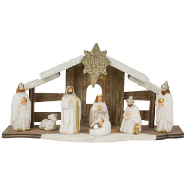 IKO kerststal compleet - met kerstbeeldjes en licht- L28 x H15 cm product