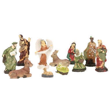 Kerststal beeldjes - set 11x stuks - tot 5 cm - polyresin - kerst product