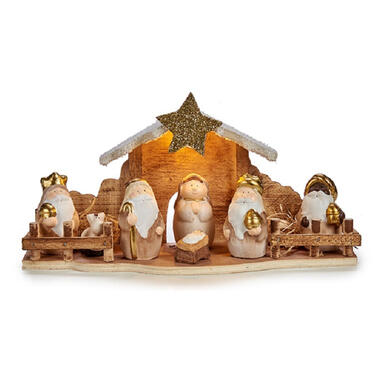 Krist+ kerststal - met led verlichting - incl. kerstbeelden - 33 cm product