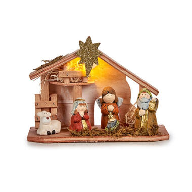 Krist+ kerststal - compleet met figuren en licht - 22,5 cm product
