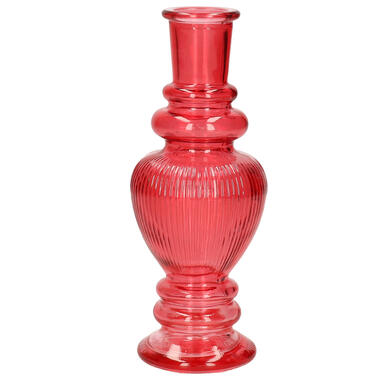 Ideas 4 Seasons Bloemenvaas Venice - glas - ribbel koraal rood - D5.7 x H15 cm product