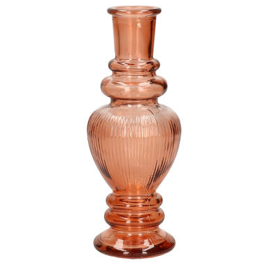 Ideas 4 Seasons Bloemenvaas Venice - glas - ribbel oranje - D5.7 x H15 cm product