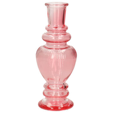 Ideas 4 Seasons Bloemenvaas Venice - glas - ribbel roze - D5.7 x H15 cm product