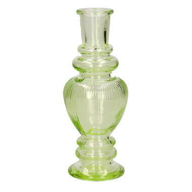 Ideas 4 Seasons Bloemenvaas Venice - glas - ribbel lichtgroen - D5.7 x H15 cm product