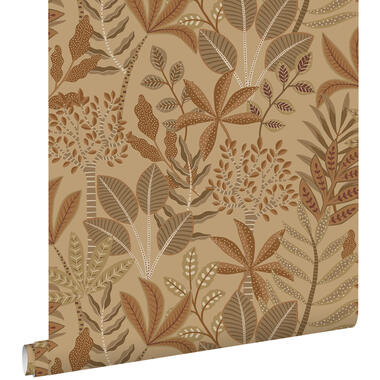 ESTAhome behang - bladeren - donker beige en terracotta - 50 x 900 cm - 139815 product