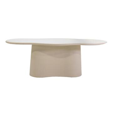 Eettafel Organisch 220cm - Beige Betonlook - Mat Gelakt