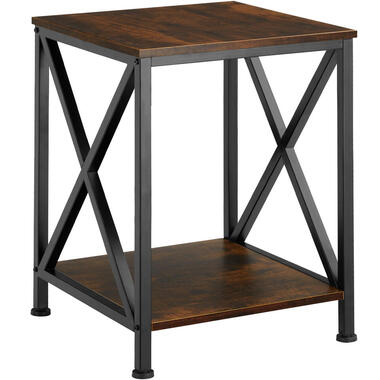 tectake Bijzettafel Carlton 40,5x40,5x52,5cm, Industrieel Hout Donker, Rustiek product