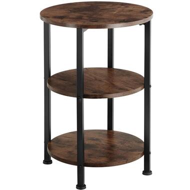 tectake Bijzettafel Colchester 40x61cm, Industrieel Hout Donker, Rustiek