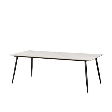 Eettafel Jules 210x100 cm marmerlook wit - Stoneware - Wit