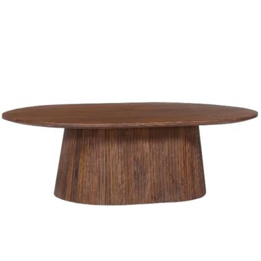 Rousseau Ovale salontafel 'Miguel' 120 cm lichtbruin - Massief houten structuur product