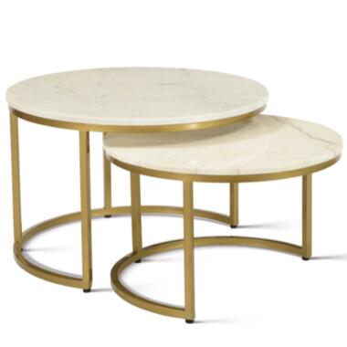 Rousseau Marmeren salontafel 'Nazaro' wit - Metalen structuur - H 38/45 x B product