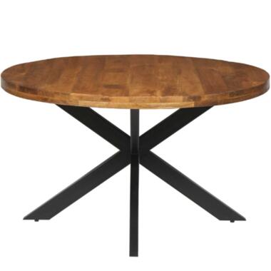 Rousseau Maria 130cm Ronde Mango Tafel - Metalen Structuur, Exotisch Hout Top product