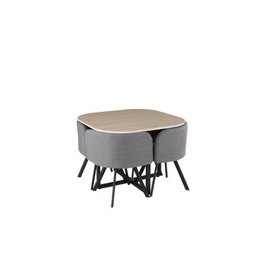 Poldimar Tafelset Biaritz, 4 stoelen - houtdecor/grijs product