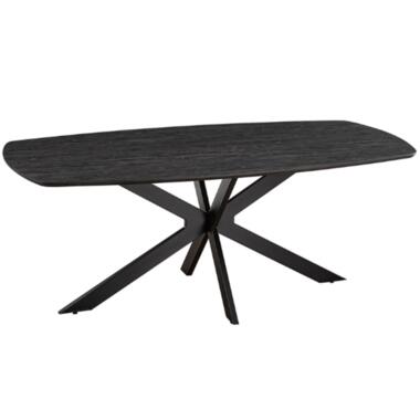 Rousseau Aziz 200 cm Deense Ovaal Tafel donkerbruin - Metalen poten, MDF blad, product