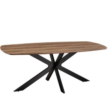 Rousseau Aziz 200 cm Deense Ovaal Tafel met mangodecor - Metalen poten, MDF product