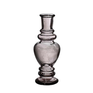 Ideas 4 Seasons Bloemenvaas Venice - glas - ribbel grijs smoke - D5.7 x H15 cm product