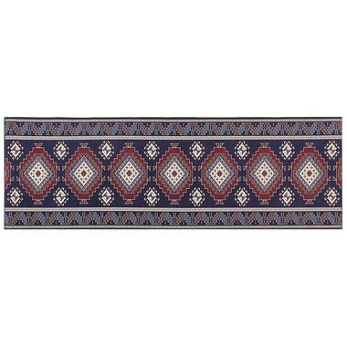 KANGAL - Loper tapijt - Blauw/Rood - 80 x 240 cm - Polyester product