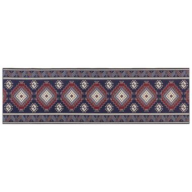 KANGAL - Loper tapijt - Blauw/Rood - 60 x 200 cm - Polyester product