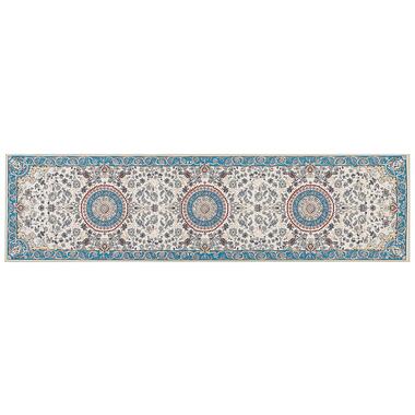 GORDES - Loper tapijt - Beige/Blauw - 80 x 300 cm - Polyester product