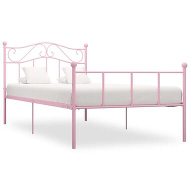 vidaXL Bedframe metaal roze 90x200 cm product