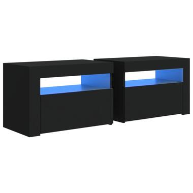 vidaXL Nachtkastjes 2 st met LED-verlichting 60x35x40 cm zwart product