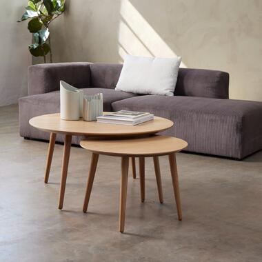 Salontafel Adda Rond Naturel Eiken Set van 2Giga Living product