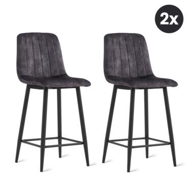 2x Barkruk Jax - Velvet Antraciet (Set van 2) product