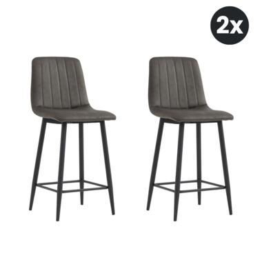 2x Barkruk Jax - Microleder Antraciet (Set van 2) product